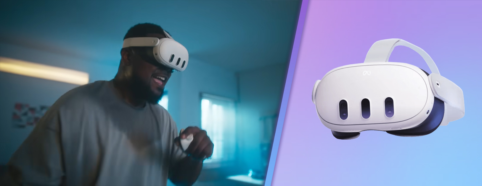 Visuel du casque immersif Meta Quest 3 pour une utilisation Réalité Virtuelle en jeu vidéo