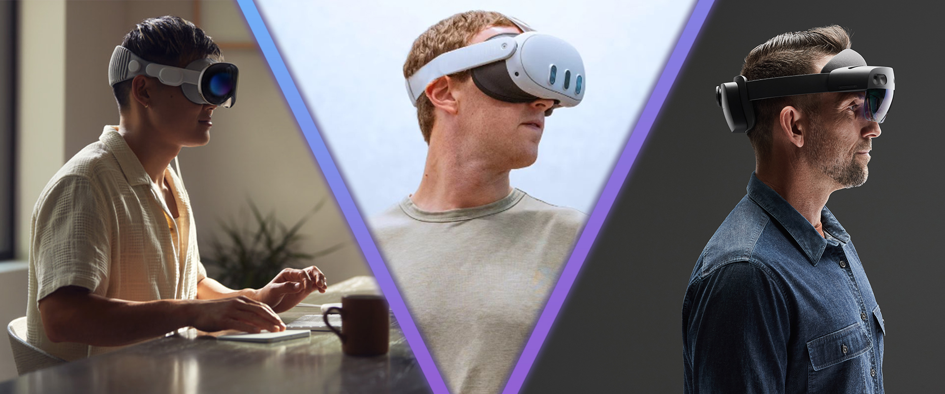 Comparaison des casques Apple Vision Pro, Meta Quest 3 et Microsoft HoloLens 2